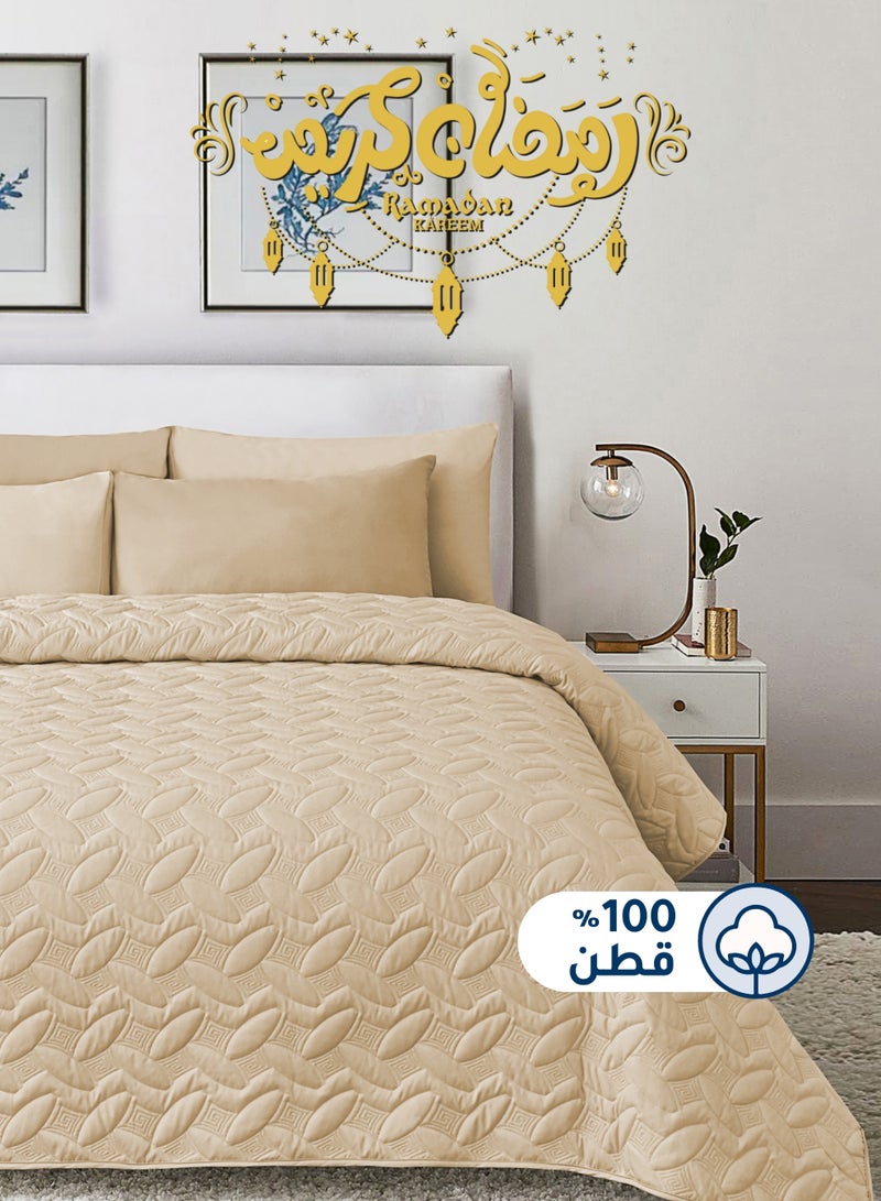 Master Home Textile 4Piece Cotton Bedspread Set Fits 200 x 200 cm Double Size Bed King Size Compressed Comforter Set Elmira Series - Image 1